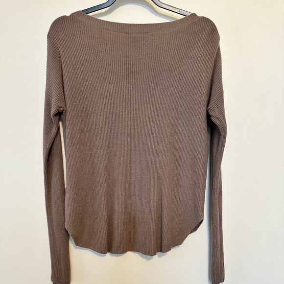 Express Taupe Ribbed Knit Top - Picture 2 of 2